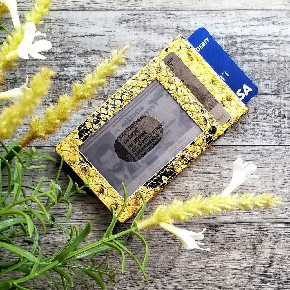 Smart Mechanical Card Holder Pop Up Wallet in Yellow (#4)